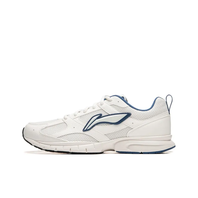 LiNing R037 Cushioning Slip Resistant Abrasion Resistant Breathable Low Top Running Shoes Men's White Blue-0