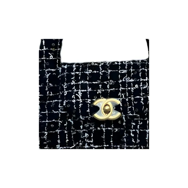 CHANEL Tweed Woven Woolen Shoulder Bag, Crossbody Bag, Handbag Mini Women's Black & White-1