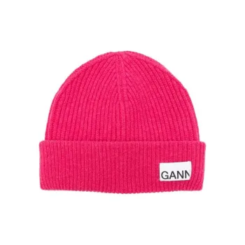 GANNI Logo-tag Knitted Beanie