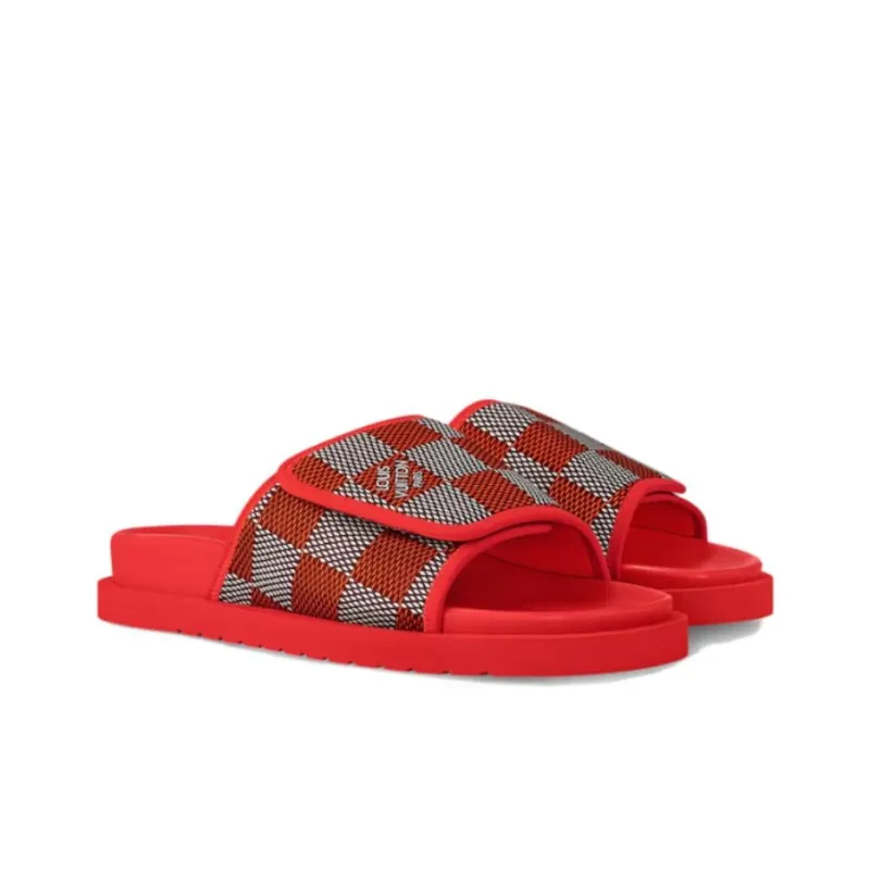 LOUIS VUITTON Miami Slip Resistant Quick Dry Slide Slippers Men's Red-2