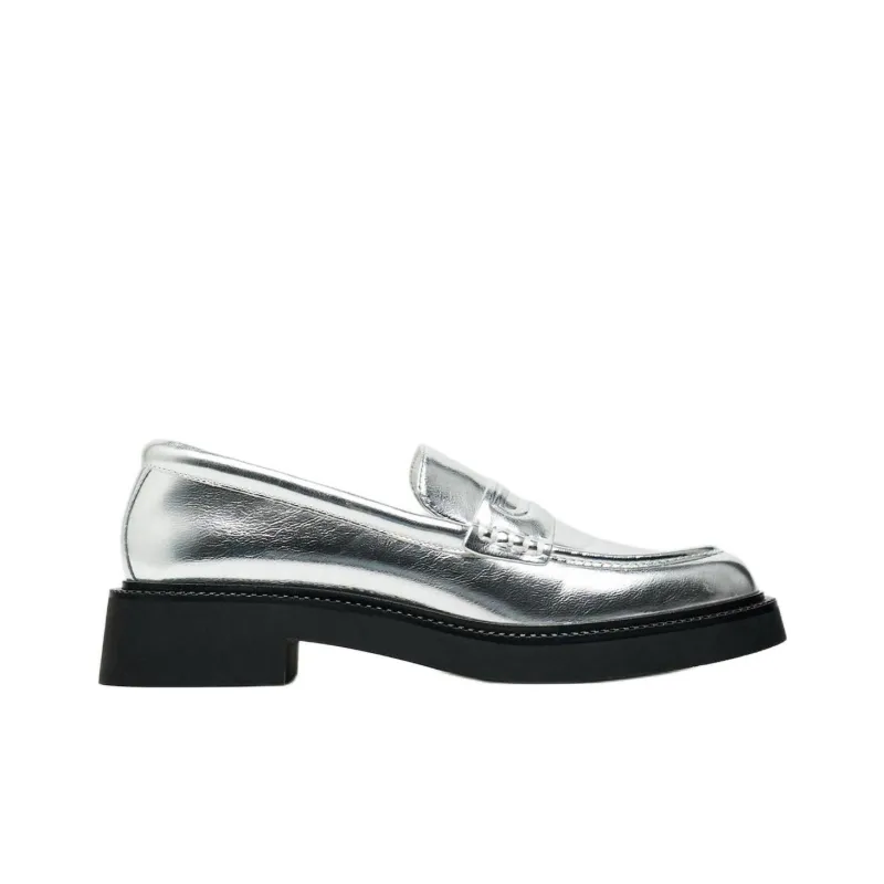ZARA Loafers 3cm Women's Silver-1