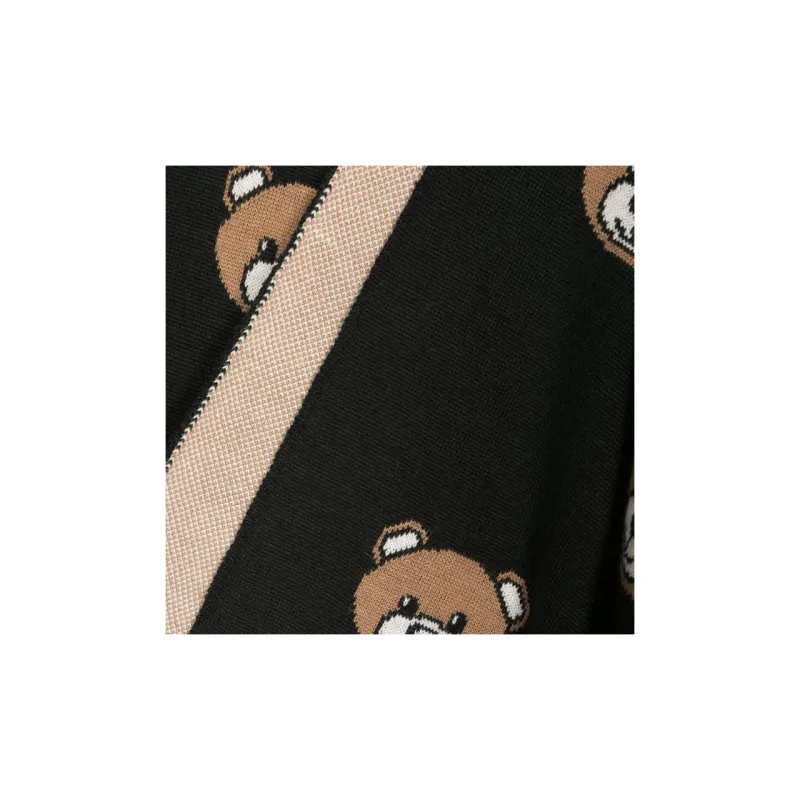 MOSCHINO Teddy Bear-jacquard Wool-blend Scarf-1