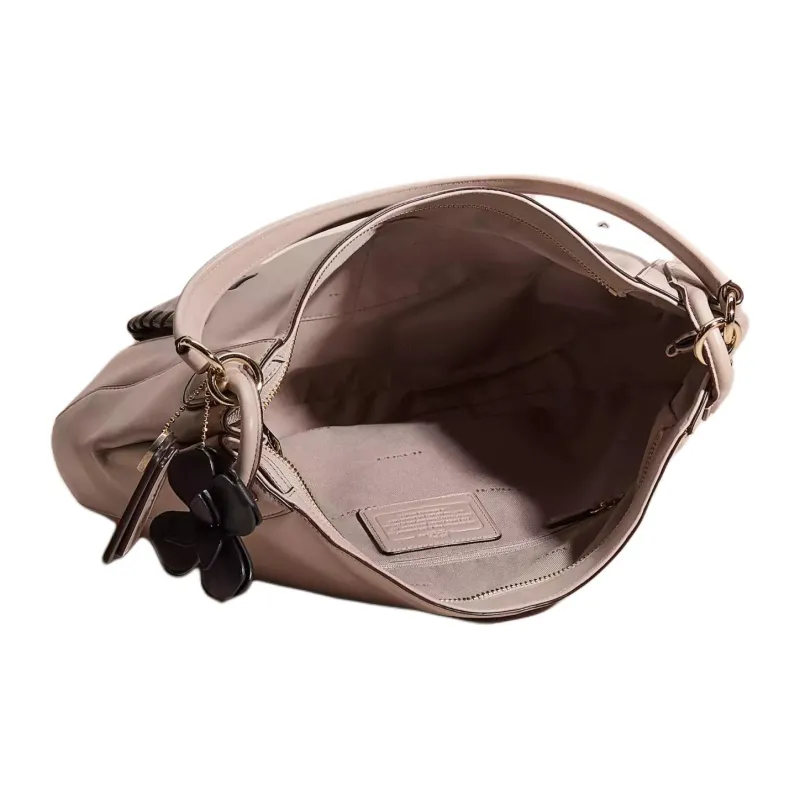 COACH Hobo Smooth Calf Leather Crossbody Bag Shoulder Bag Large Size Women's Ash Gray Birch Wood-2