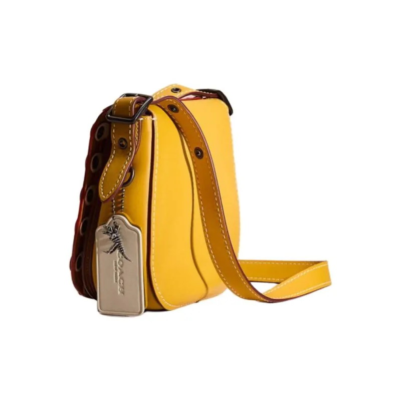 COACH Saddle Gloves Made Of Tanned Leather Shoulder Bag Crossbody Bag Medium Size Women's Tin Alloy And Linen-2