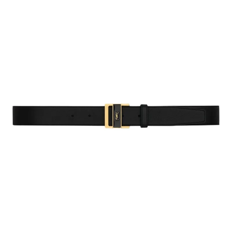 SAINT LAURENT Gio Logo Plaque Belt-1