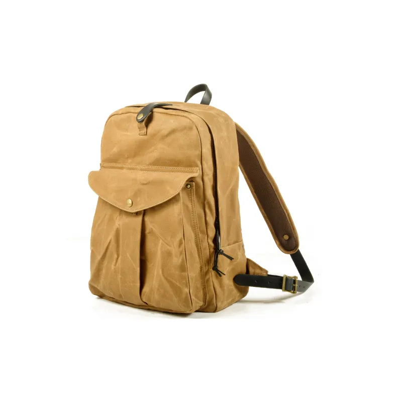 TTaG．baG Top Grain Cow Leather With Shellac Canvas Backpack Regular Unisex Black/Khaki/Dark Blue/Gray/Army Green-2