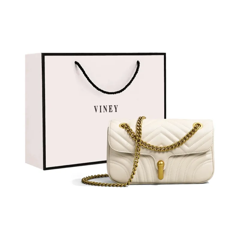 VINEY Cow Leather Crossbody Bag, Shoulder Bag Trumpets Women's White/Black-16