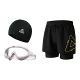 Black Gold+White/Pink+Swimming Cap-Three-Piece Set
