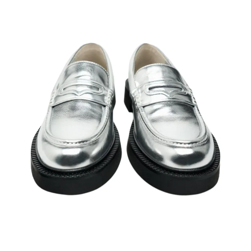 ZARA Loafers 3cm Women's Silver-3