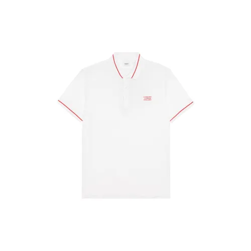 Burberry Men Logo Embroidered Short Sleeve Polo Shirt White