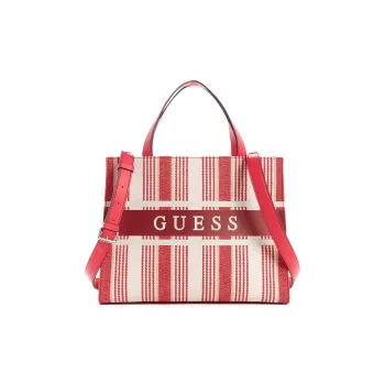 GUESS Cotton Tote Bag Shopping Bag Shoulder Bag Crossbody Bag Handbag Small Size Women's Red