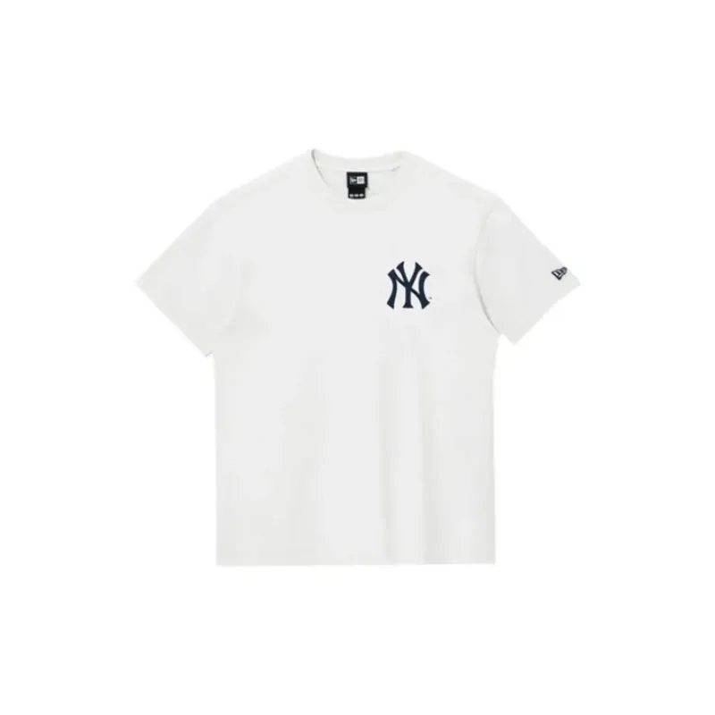 New Era Crew Neck T Shirt, Ecru Unisex-1