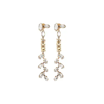 DIOR Faux Crystal Metal Earrings Women's Gold