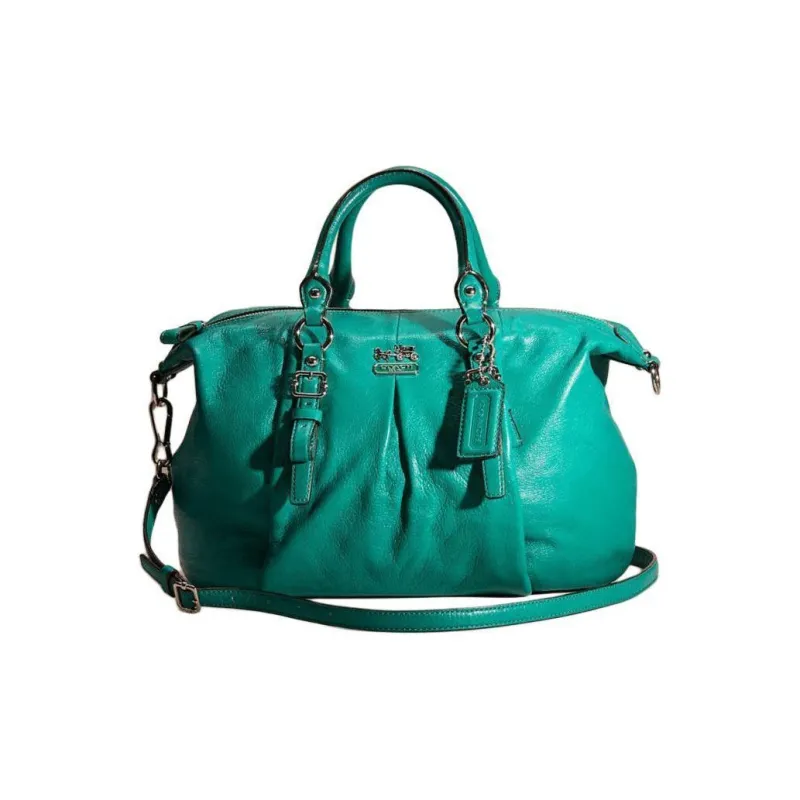 COACH Madison Leather Shoulder Bag Crossbody Bag Handbag Large Size Women's Green-0