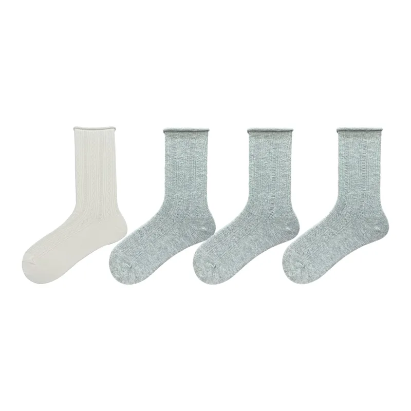 Evening Classroom Mid Calf Socks Women's 4 Pack White-9