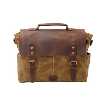 TTaG．baG Leather With Batik Canvas Bag, Crossbody Handbag Regular Men's Khaki/Black/Dark Gray/Army Green
