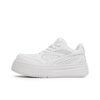 Angelmi Anti Slip Wear Resistant Low Top Skateboard Shoes Unisex White