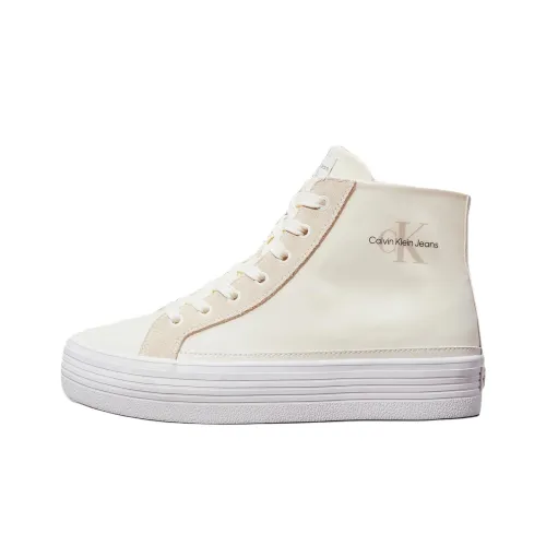 CKJ calvin grande KLEIN JEANS High-Top Skateboard Shoes Women's Ivory