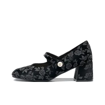 HLA Mary Jane Women's High Heels New Chinese Style With Cheongsam White Pearl Chunky Heel Women's Casual Shoes Women's