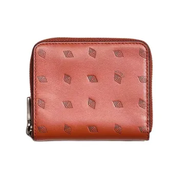 COACH Zip Around Delicate Calfskin Wallet Small Size Women's Pepper Color Spliced Peach Blossom Heart Wood Color