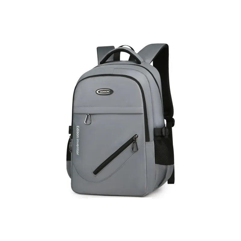 EDISON Water Repellent Oxford Fabric Casual Campus Backpack Regular Unisex Black/Gray-6