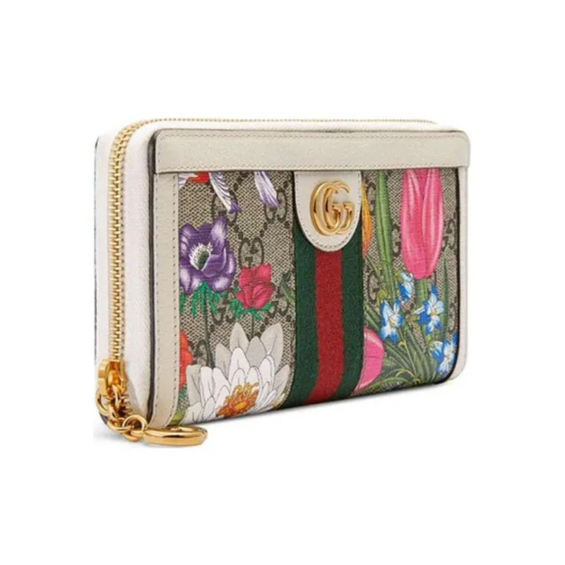 GUCCI Ophidia Canvas With Leather Wallets With Money Clip Women's Ebony/White/Multicolor-1
