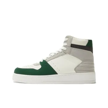 ZARA Wear-Resistant High-Top Skateboard Shoes Men's White Green