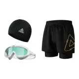 Black Gold+White/Mint Green Swim Goggles+Swimming Cap-Three-Piece Set