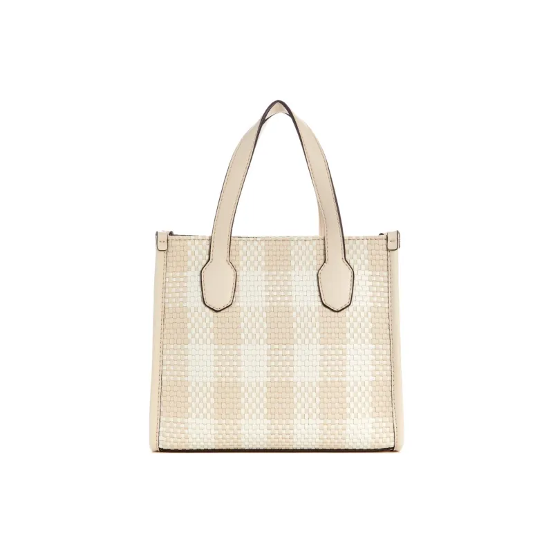 GUESS Faux Leather Tote Bag Shopping Bag Shoulder Bag Crossbody Bag Handbag Mini Women's Gray White-2