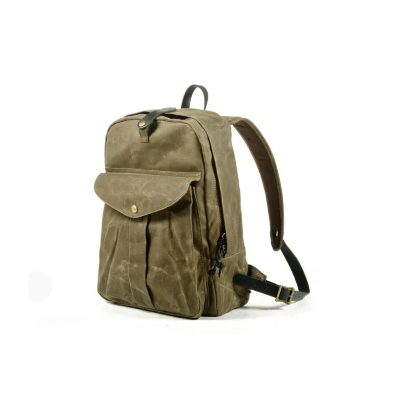 TTaG．baG Top Grain Cow Leather With Shellac Canvas Backpack Regular Unisex Black/Khaki/Dark Blue/Gray/Army Green-10