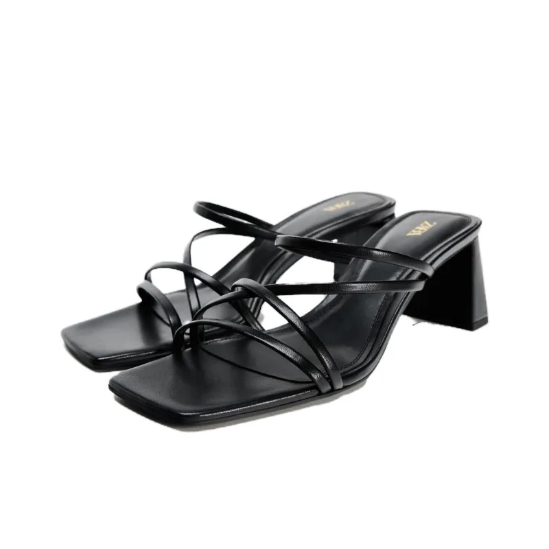 ZARA Abrasion Resistant Slide Slippers Women's Black-2