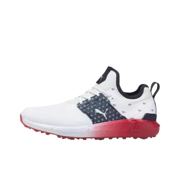 PUMA Ignite Articulate Abrasion Resistant Low Top Golf Shoes Men's White Red Blue