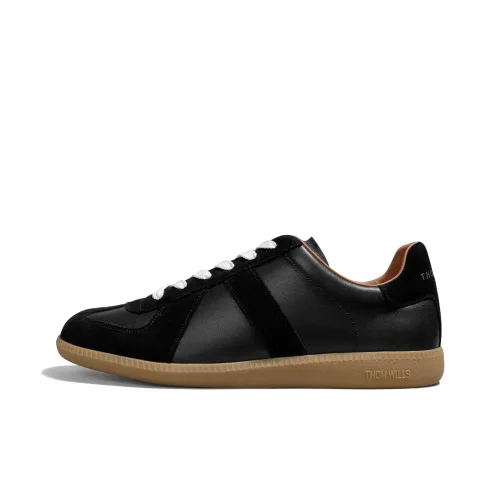 THOM WILLS Vintage Versatile German Army Trainers Low Top Skateboard Shoes Men's Black