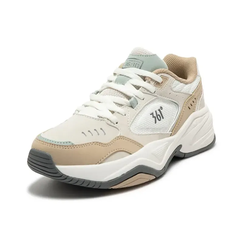 361° Sailing Series Wear Resistant Slip Resistant Low Top Chunky Sneakers Women's White Beige-1