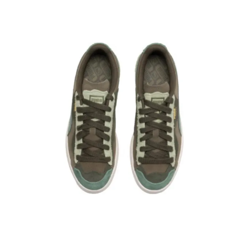 PUMA Suede Trippy Low Top Skateboard Shoes Unisex Army Green Olive Green-2