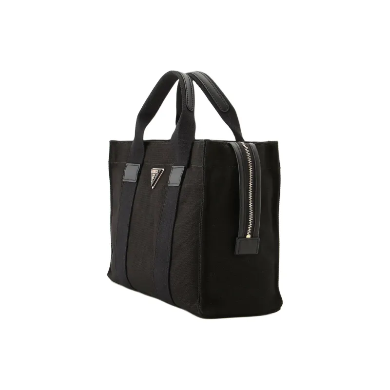 GUESS Cotton Tote Bag Shopping Bag Shoulder Bag Crossbody Bag Handbag Small Size Women's Black-1