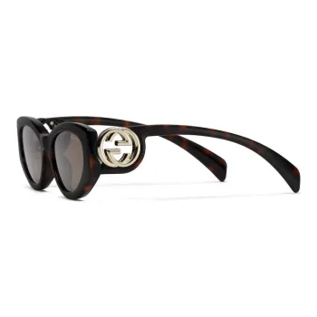 GUCCI Injection Molded Irregular Shape Sunglasses Women's Tortoiseshell