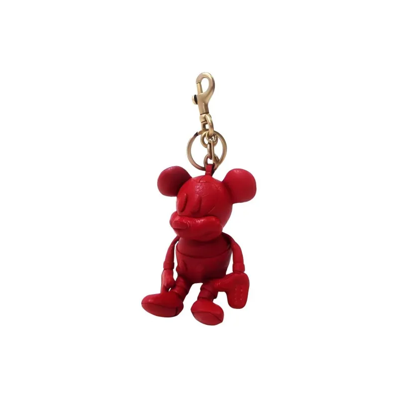 COACH Disney Collaboration Pebbled Leather Key Ring Bag Accessory Unisex Red-2