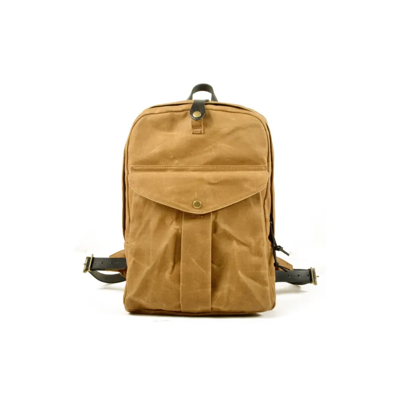 TTaG．baG Top Grain Cow Leather With Shellac Canvas Backpack Regular Unisex Black/Khaki/Dark Blue/Gray/Army Green-1