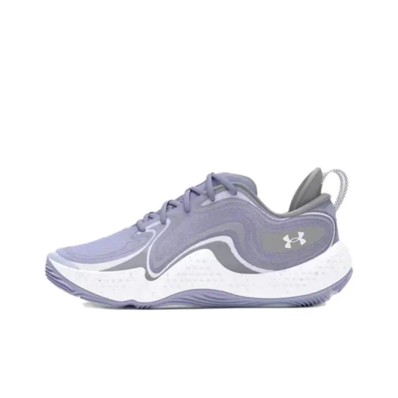 Under Armour UA Spawn 6 Anti Slip Wear Resistant Low Top Basketball Shoes Unisex White Purple-0