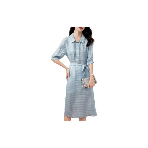 Yi Mengyuan Short-Sleeved Dresses Women's Houndstooth