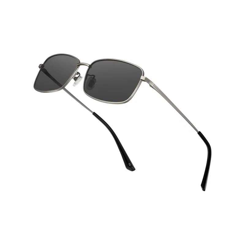LOHO Alloy Rectangular Sunglasses Unisex Gunmetal-7