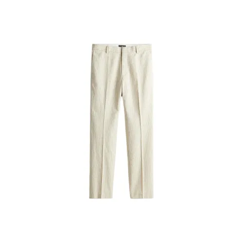 H&M Casual Pants Men Beige/Thin Stripes