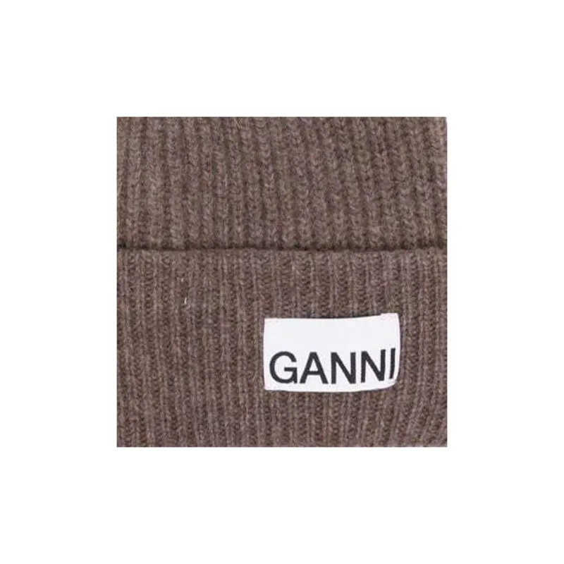 GANNI Logo-patch Ribbed Beanie-2