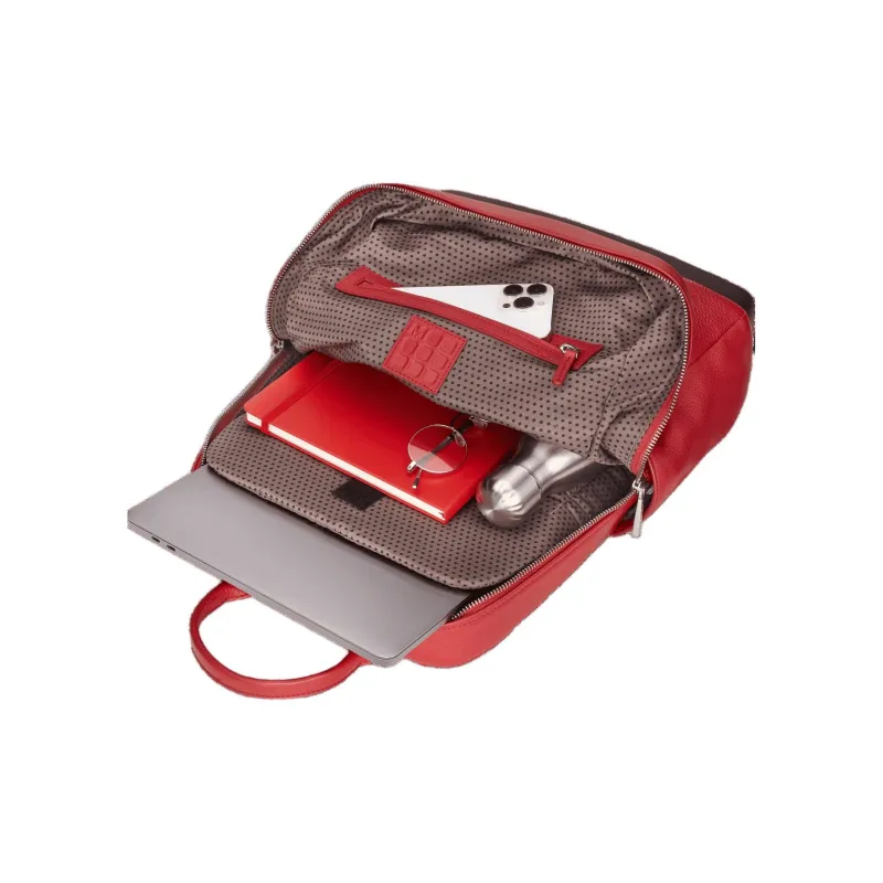 MOLESKINE Grained Matte Cow Leather Backpack Unisex Red-3