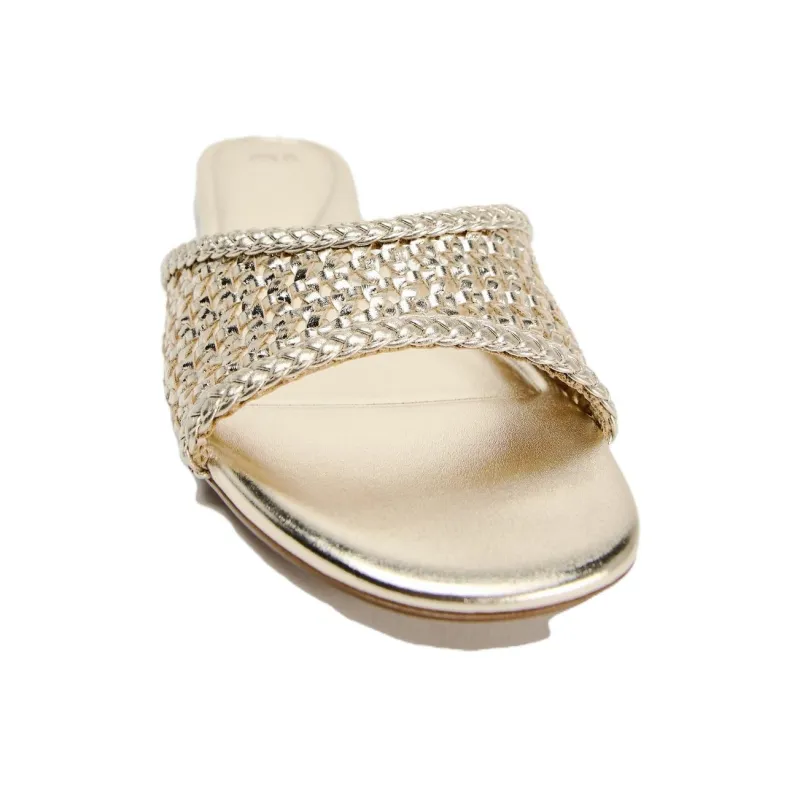 ZARA PU Polyurethane Quiet Slip Resistant Slide Slippers Women's Gold-3