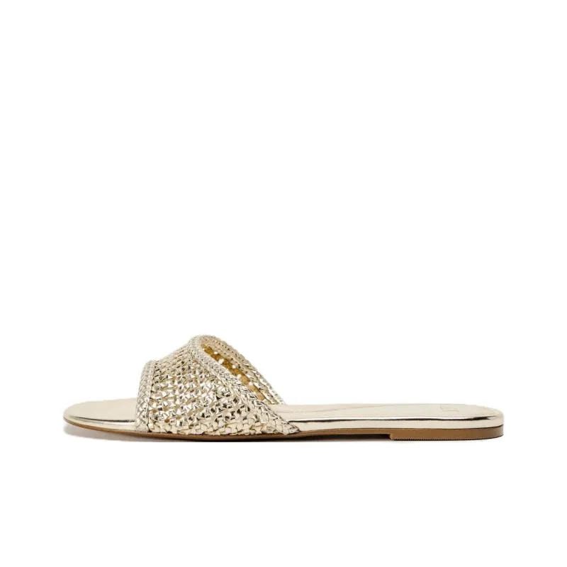 ZARA PU Polyurethane Quiet Slip Resistant Slide Slippers Women's Gold-0