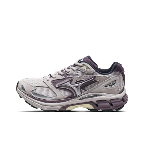Mizuno Cushioning, Slip Resistant, And Abrasion Resistant Low Top Running Shoes Unisex Light Gray Purple