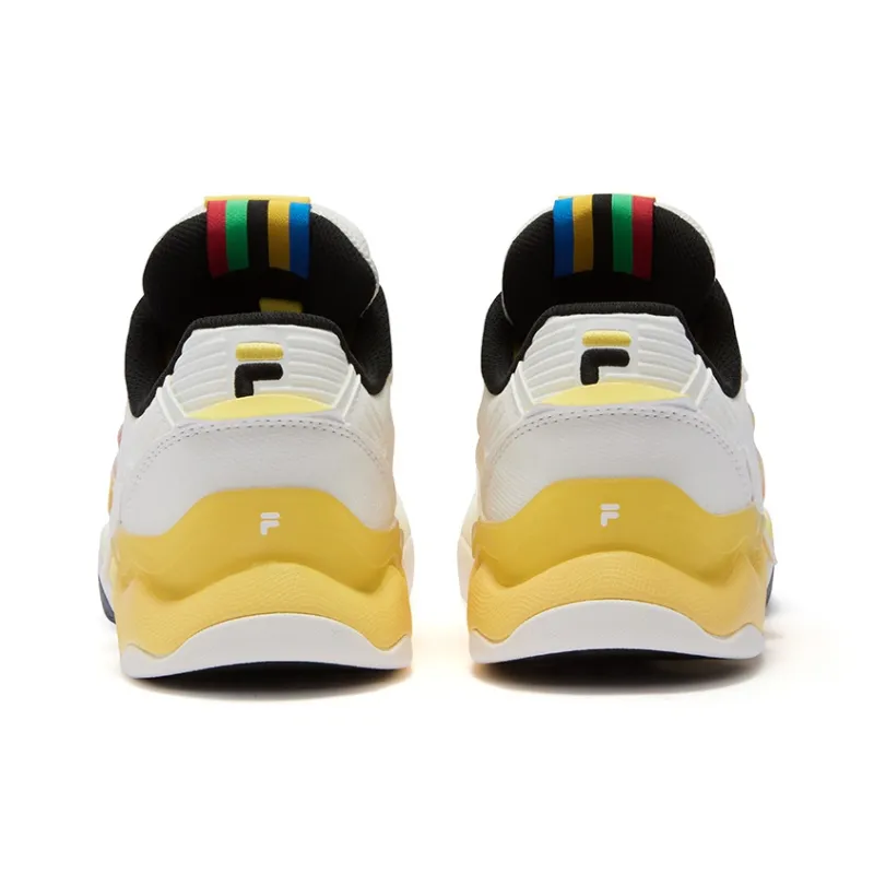 FILA FUSION Kick 2.0 Wear Resistant Low Top Skateboard Shoes Women's White Yellow-1