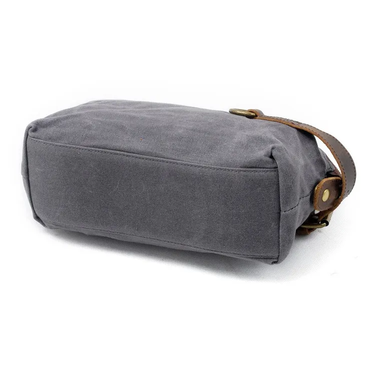 TTaG．baG Cow Leather Canvas Bag Toiletry Bag Regular Unisex Black/Dark Gray/Khaki/Army Green-5